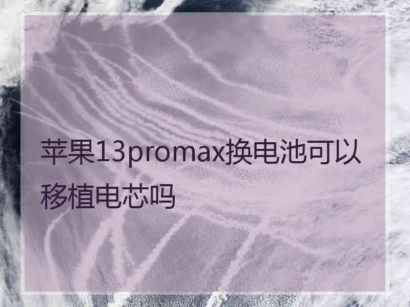 苹果13promax换电池可以移植电芯吗