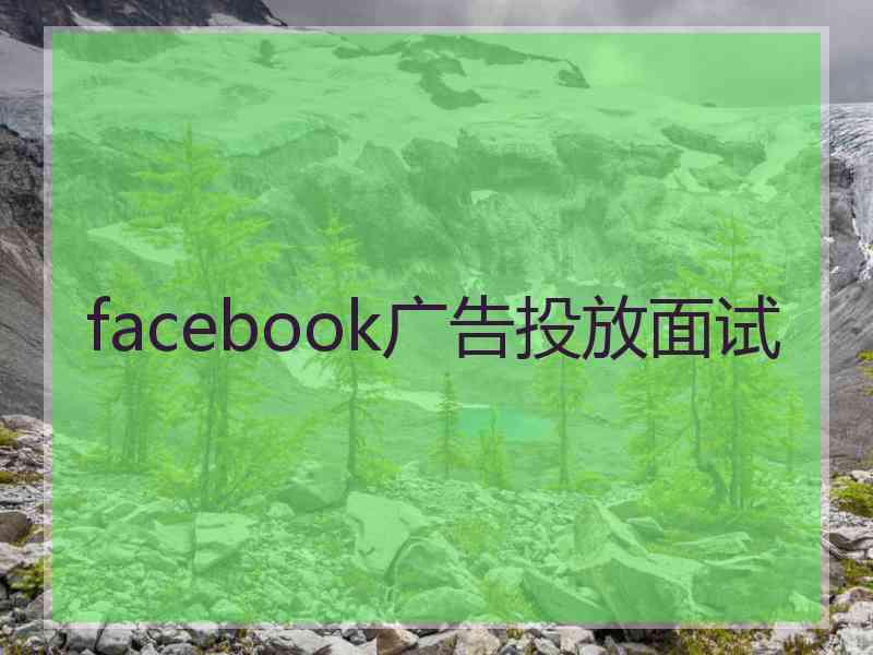 facebook广告投放面试