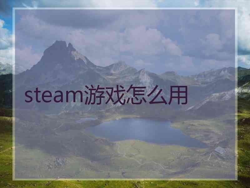 steam游戏怎么用