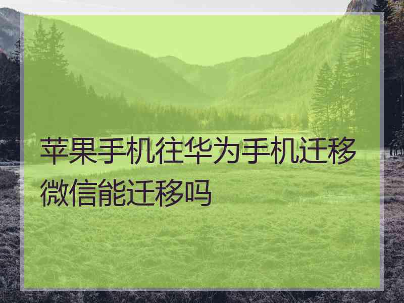 苹果手机往华为手机迁移微信能迁移吗