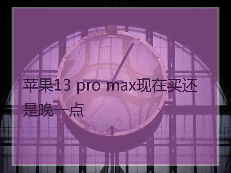 苹果13 pro max现在买还是晚一点