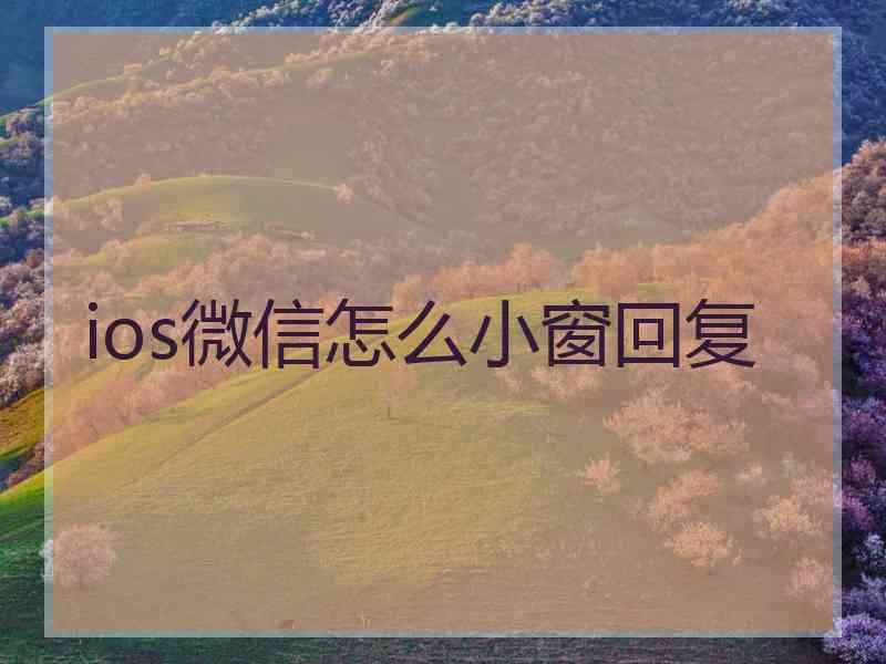 ios微信怎么小窗回复