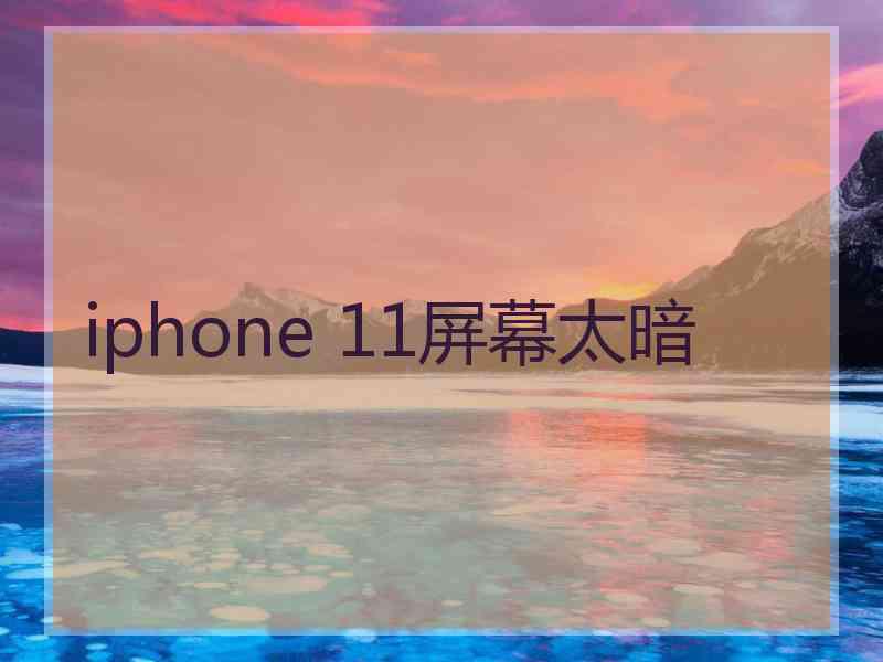 iphone 11屏幕太暗