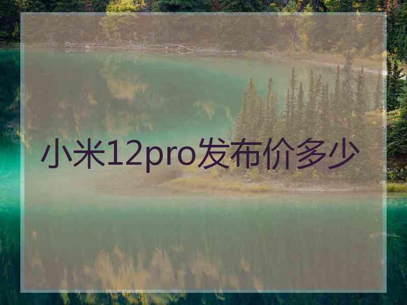 小米12pro发布价多少