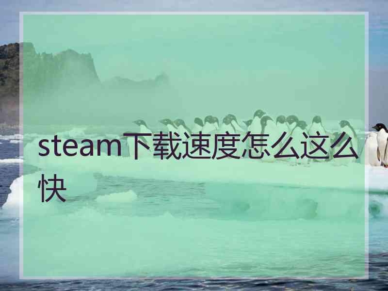 steam下载速度怎么这么快