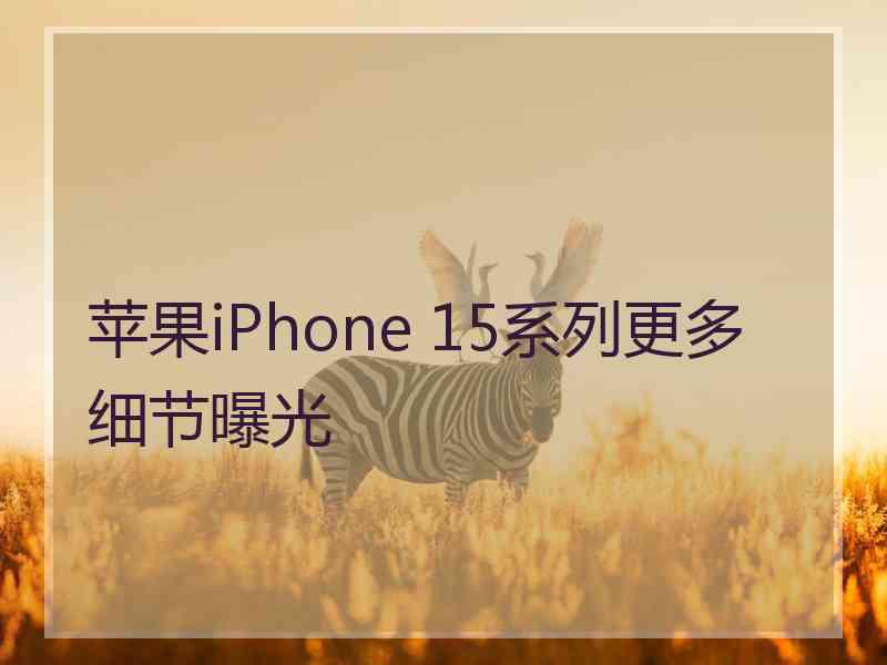 苹果iPhone 15系列更多细节曝光