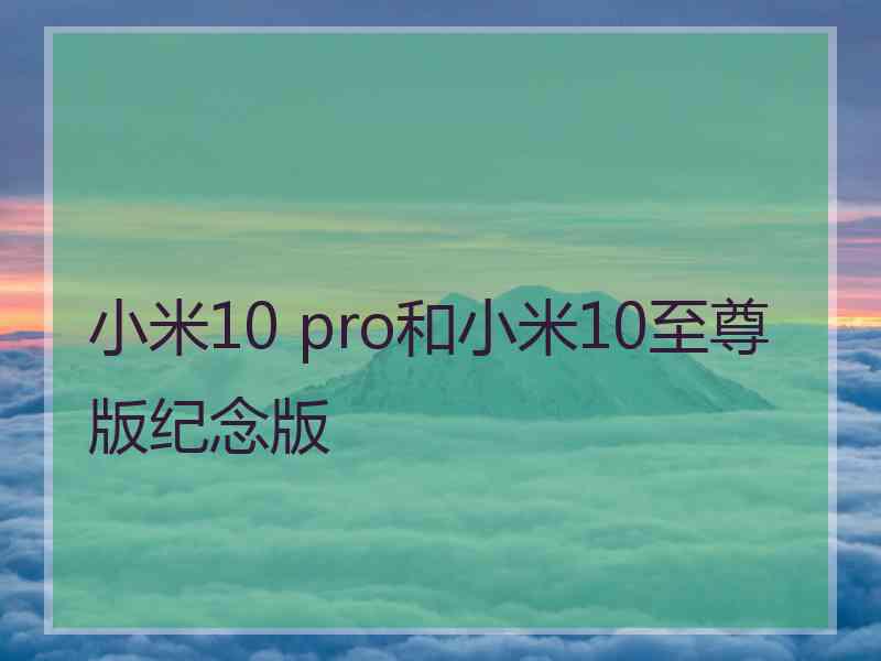 小米10 pro和小米10至尊版纪念版