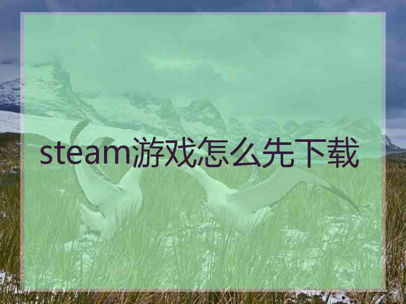 steam游戏怎么先下载