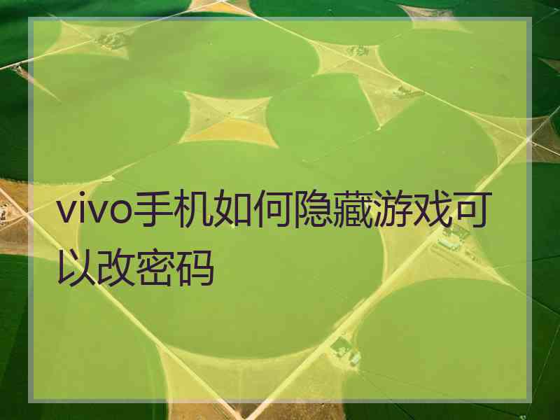 vivo手机如何隐藏游戏可以改密码