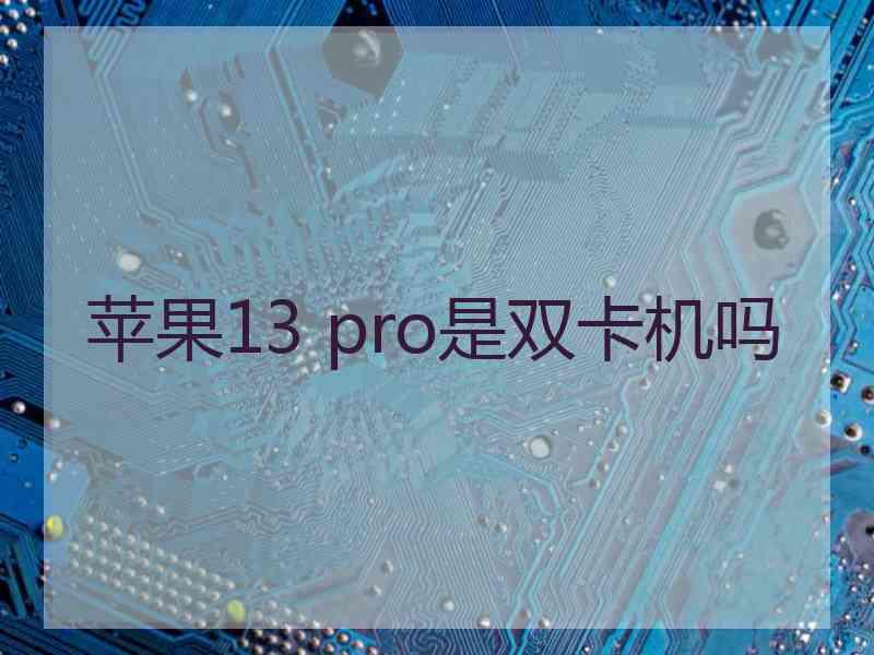 苹果13 pro是双卡机吗