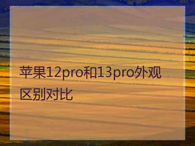 苹果12pro和13pro外观区别对比