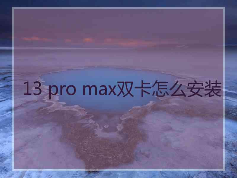 13 pro max双卡怎么安装