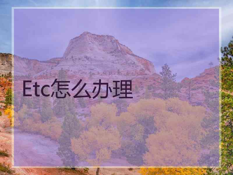 Etc怎么办理