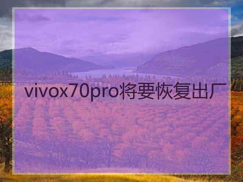 vivox70pro将要恢复出厂