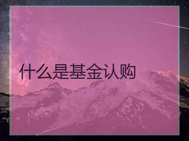 什么是基金认购