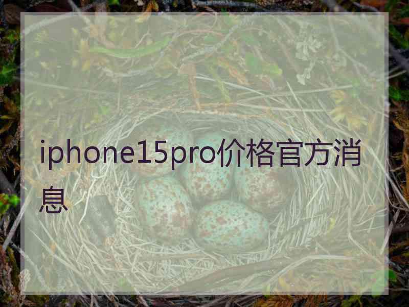 iphone15pro价格官方消息