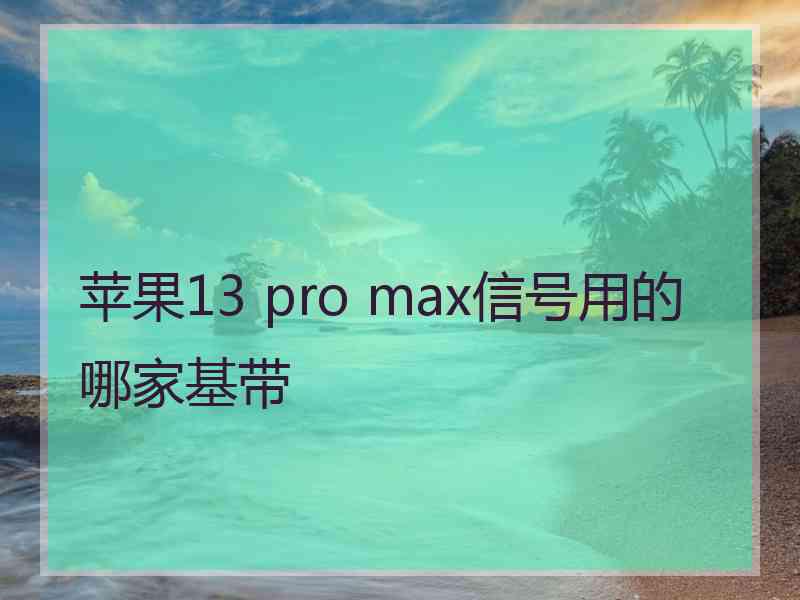 苹果13 pro max信号用的哪家基带