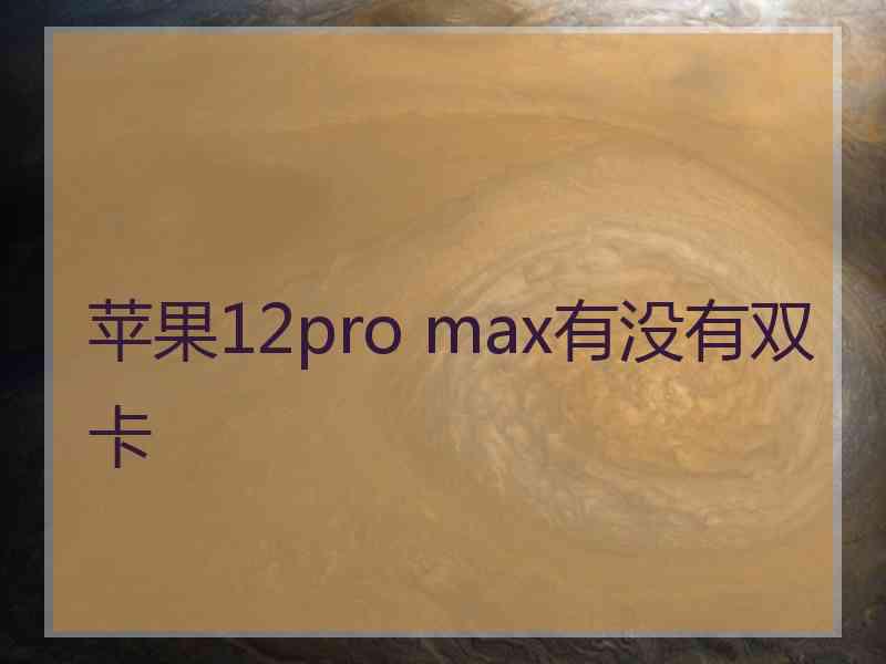 苹果12pro max有没有双卡