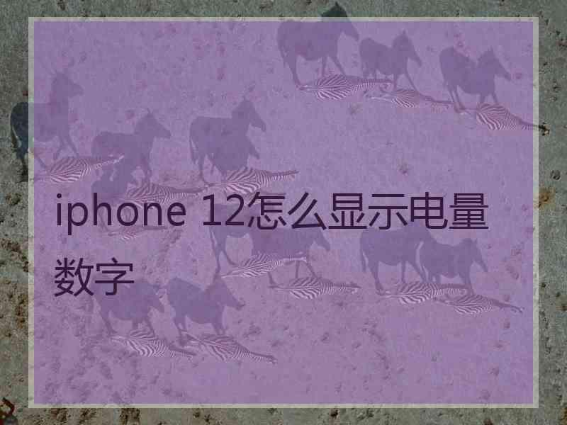 iphone 12怎么显示电量数字