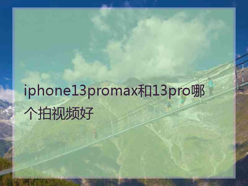 iphone13promax和13pro哪个拍视频好