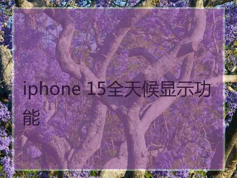 iphone 15全天候显示功能