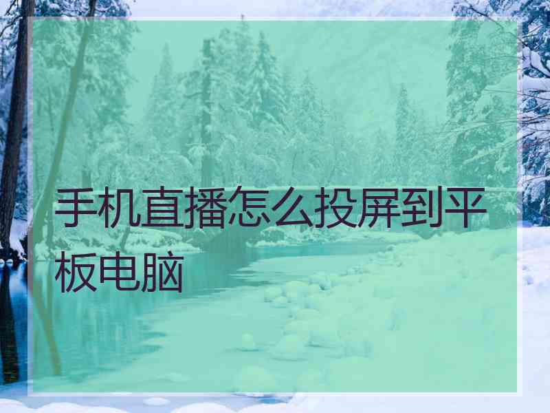 手机直播怎么投屏到平板电脑