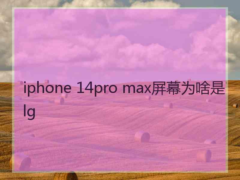 iphone 14pro max屏幕为啥是lg