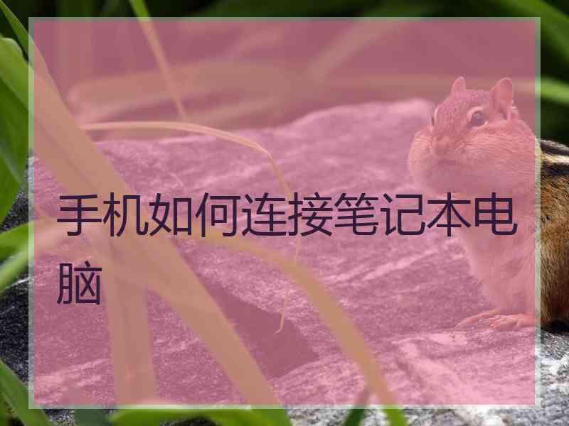 手机如何连接笔记本电脑