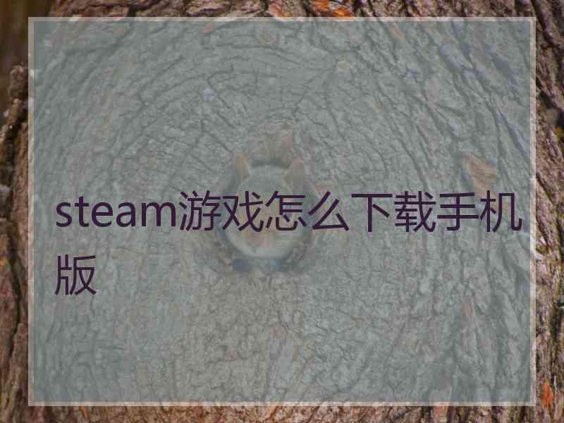 steam游戏怎么下载手机版