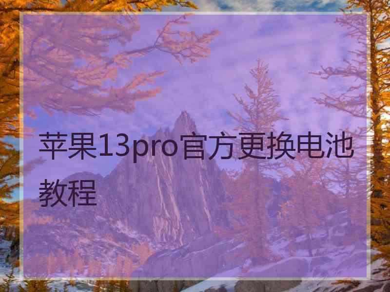 苹果13pro官方更换电池教程