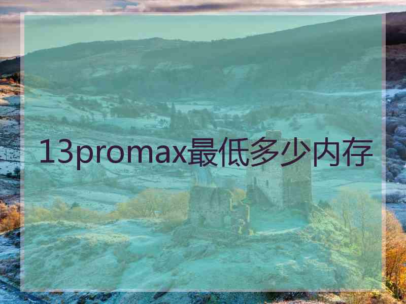 13promax最低多少内存