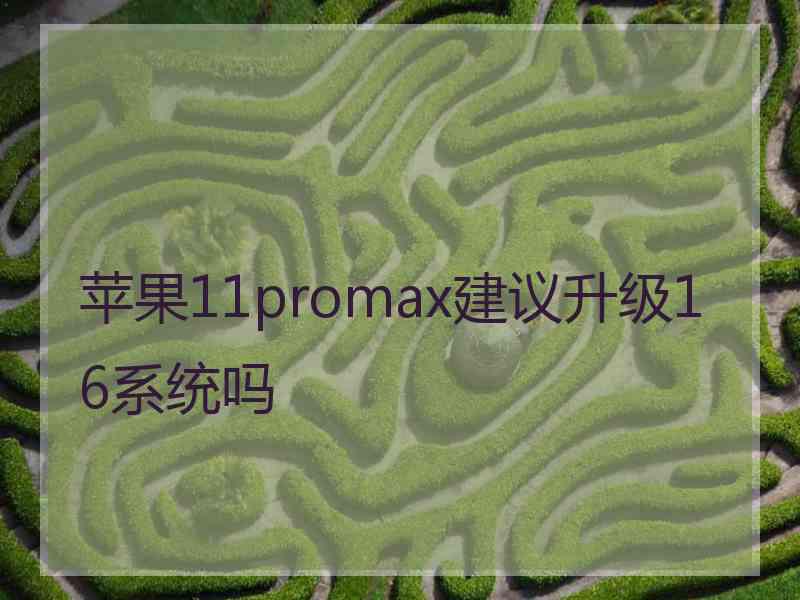 苹果11promax建议升级16系统吗