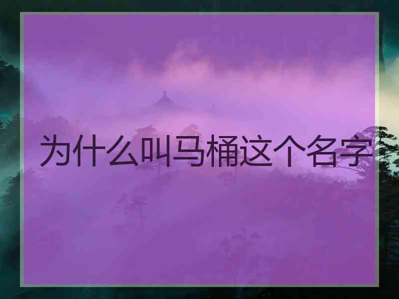 为什么叫马桶这个名字