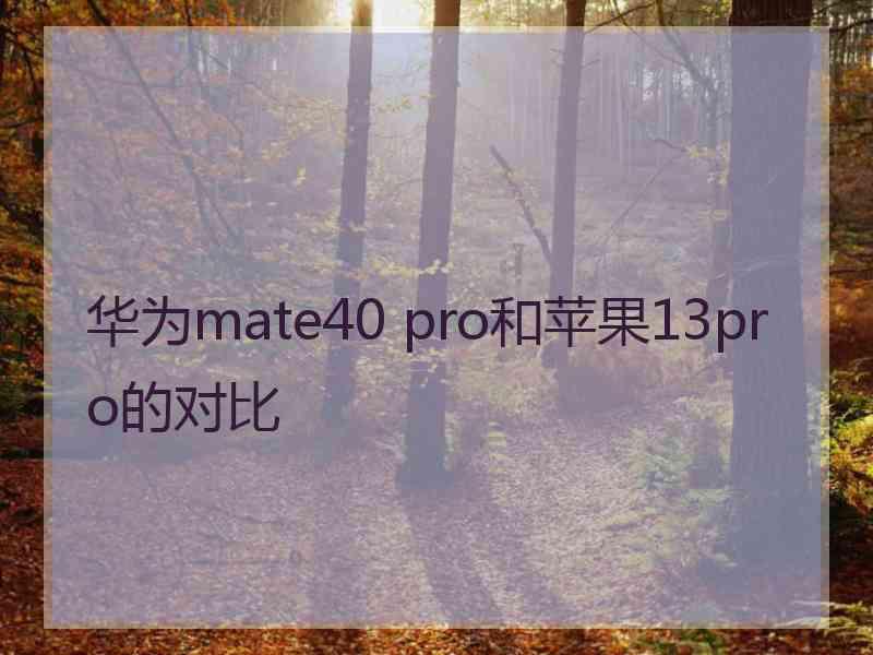 华为mate40 pro和苹果13pro的对比