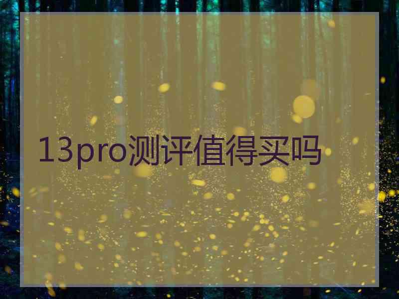 13pro测评值得买吗