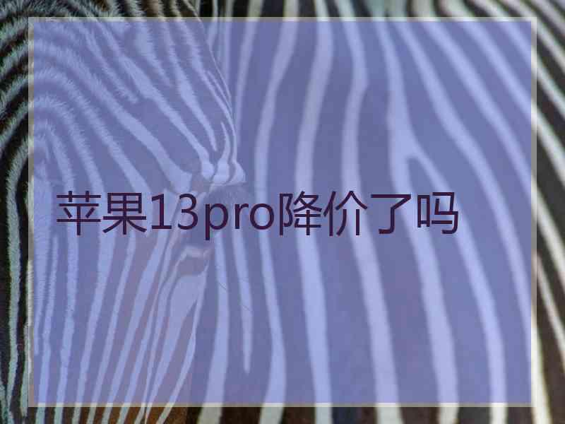 苹果13pro降价了吗