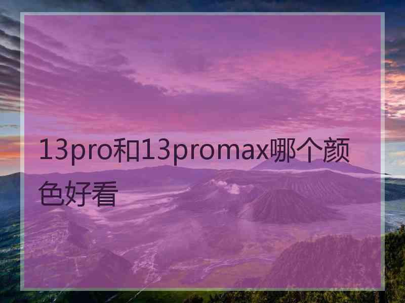 13pro和13promax哪个颜色好看