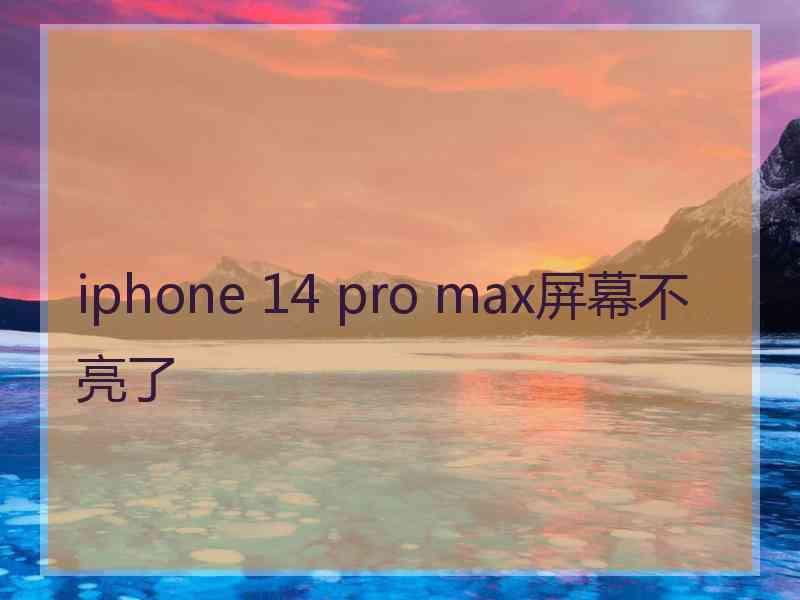 iphone 14 pro max屏幕不亮了