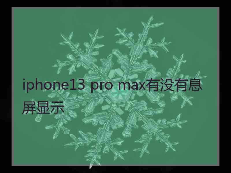 iphone13 pro max有没有息屏显示