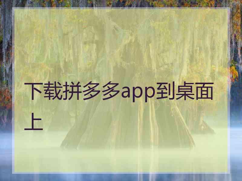 下载拼多多app到桌面上