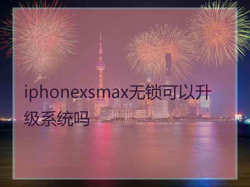 iphonexsmax无锁可以升级系统吗