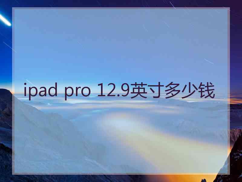 ipad pro 12.9英寸多少钱