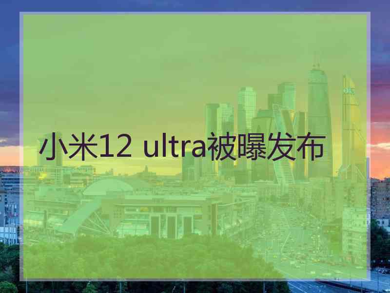 小米12 ultra被曝发布