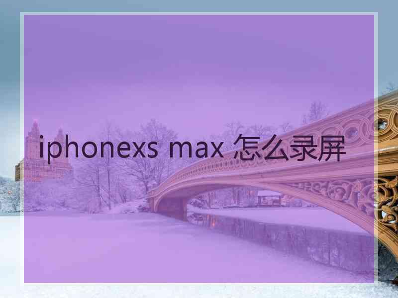 iphonexs max 怎么录屏