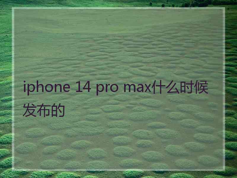 iphone 14 pro max什么时候发布的