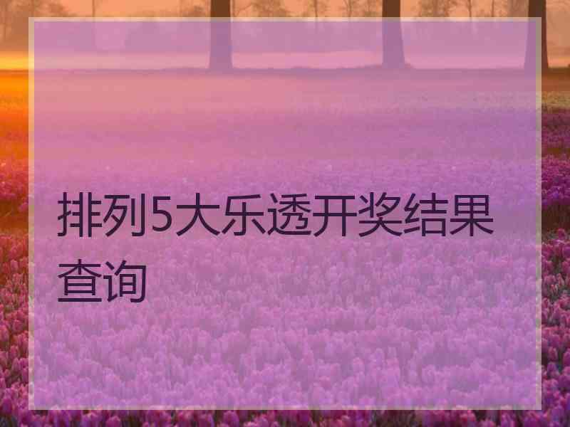 排列5大乐透开奖结果查询