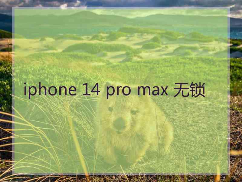 iphone 14 pro max 无锁