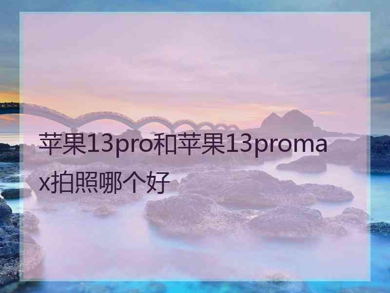 苹果13pro和苹果13promax拍照哪个好