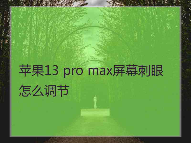 苹果13 pro max屏幕刺眼怎么调节