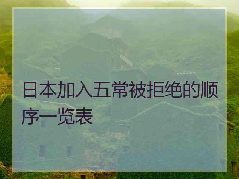 日本加入五常被拒绝的顺序一览表